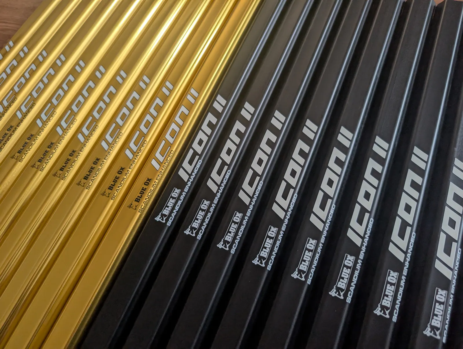 Gold and black Icon II shafts from the first production run